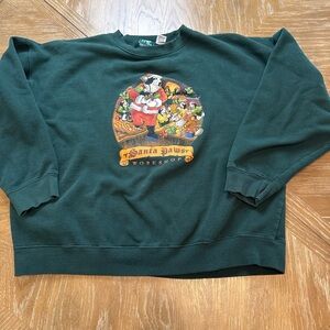 Vintage Big Dogs Santa Paws Workshop Dark Green Sweatshirt
